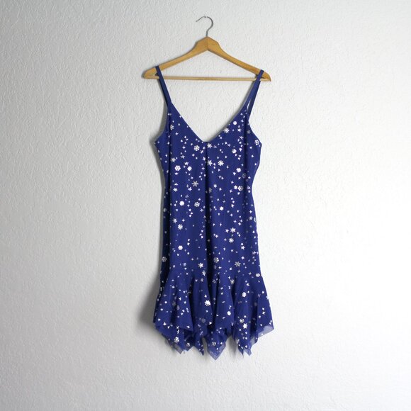 BlackMilk sz M Christmas Star Blue Mini Handkerchief Dress Limited sold out NWT - Picture 3 of 15